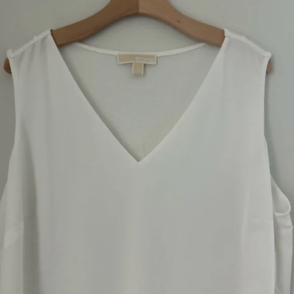 Michael Kors White Asymmetrical Sleeveless Tank Top - Picture 2 of 9